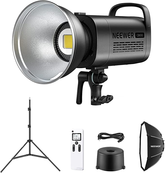 Video Spotlight w/ Soft Box, Diffusers, and Honeycomb Grids