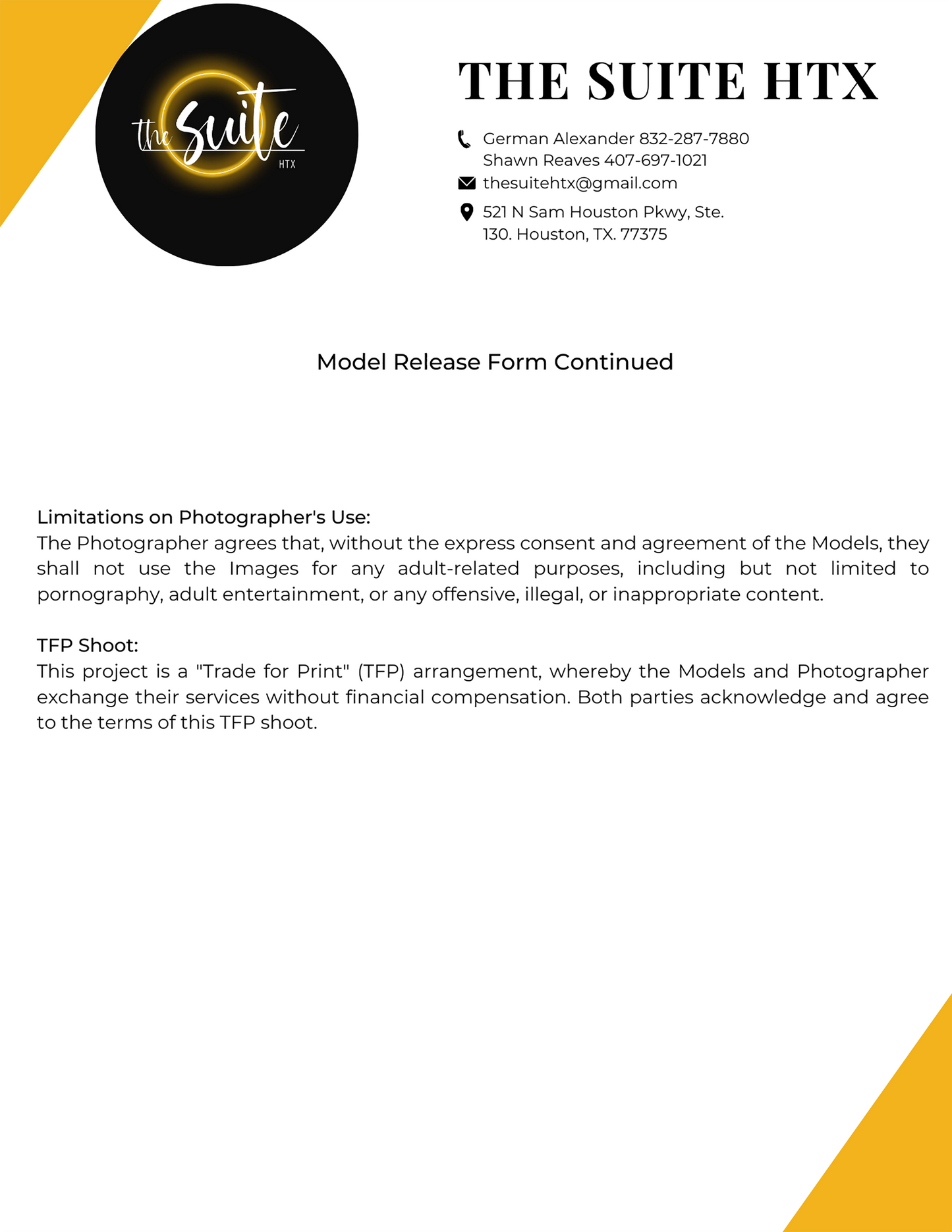 Model Release Form